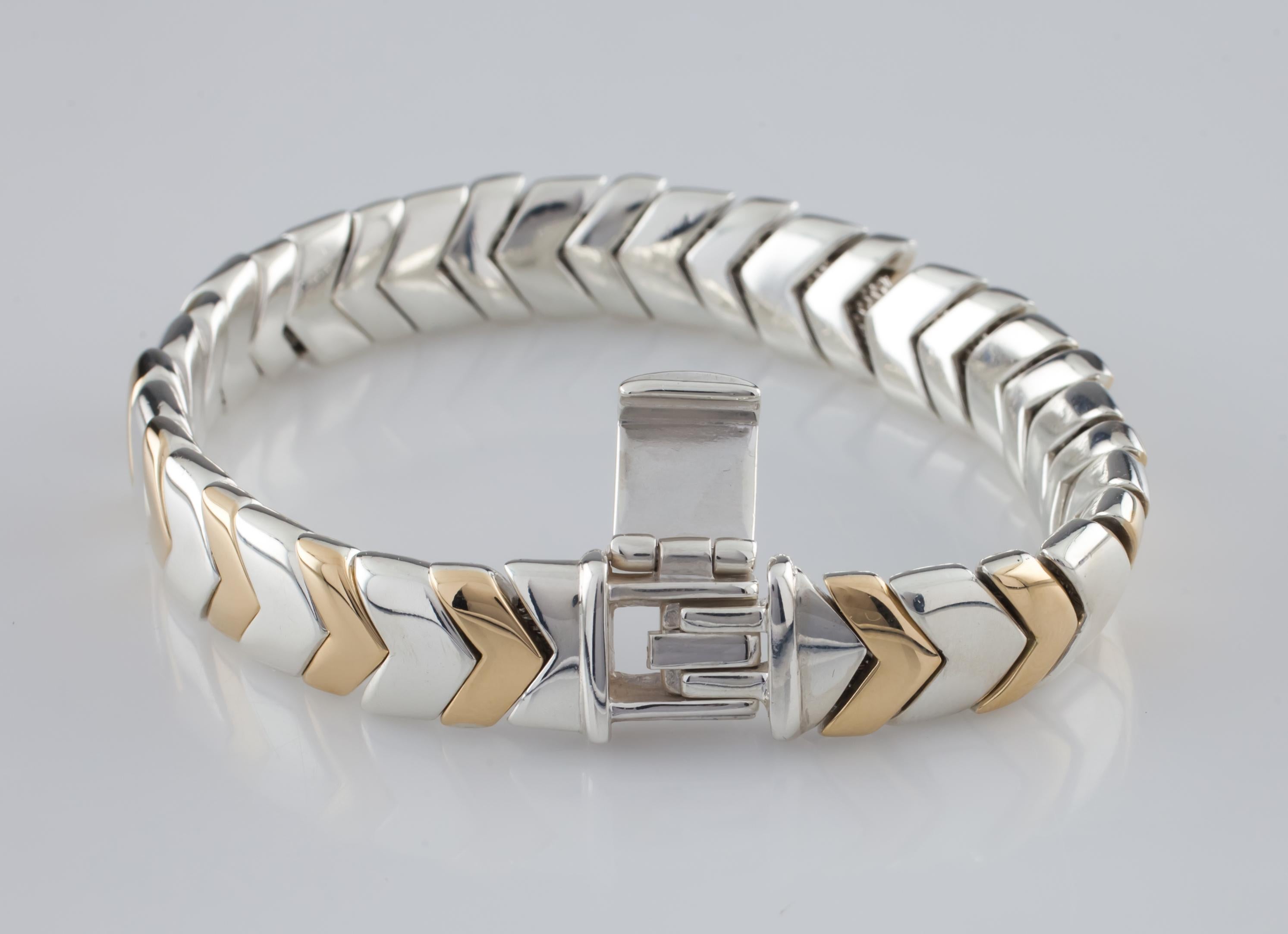 Tiffany & Co. Sterling Silver & 18k Yellow Gold Chevron Bracelet 3