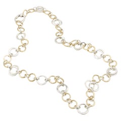 Tiffany & Co Sterling Silver & 18K Yellow Gold Circle Chain Link Necklace