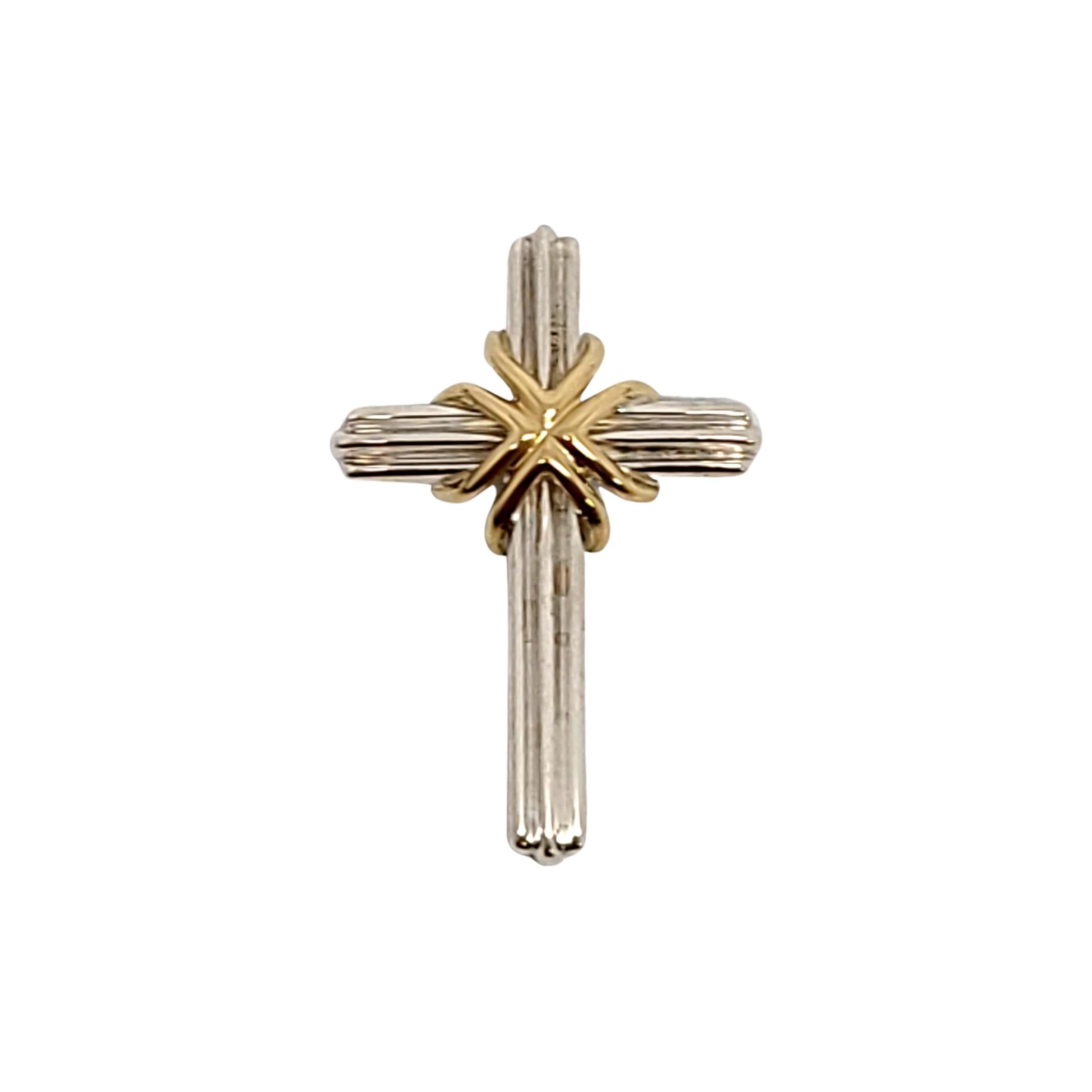 Tiffany & Co Sterling Silver 18K Yellow Gold Cross Pendant