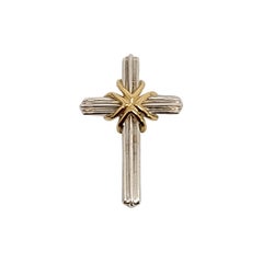 Tiffany & Co Sterling Silver 18K Yellow Gold Cross Pendant