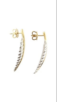 Tiffany & Co. Sterling Silver 18K Yellow Gold Feather Earrings #15834
