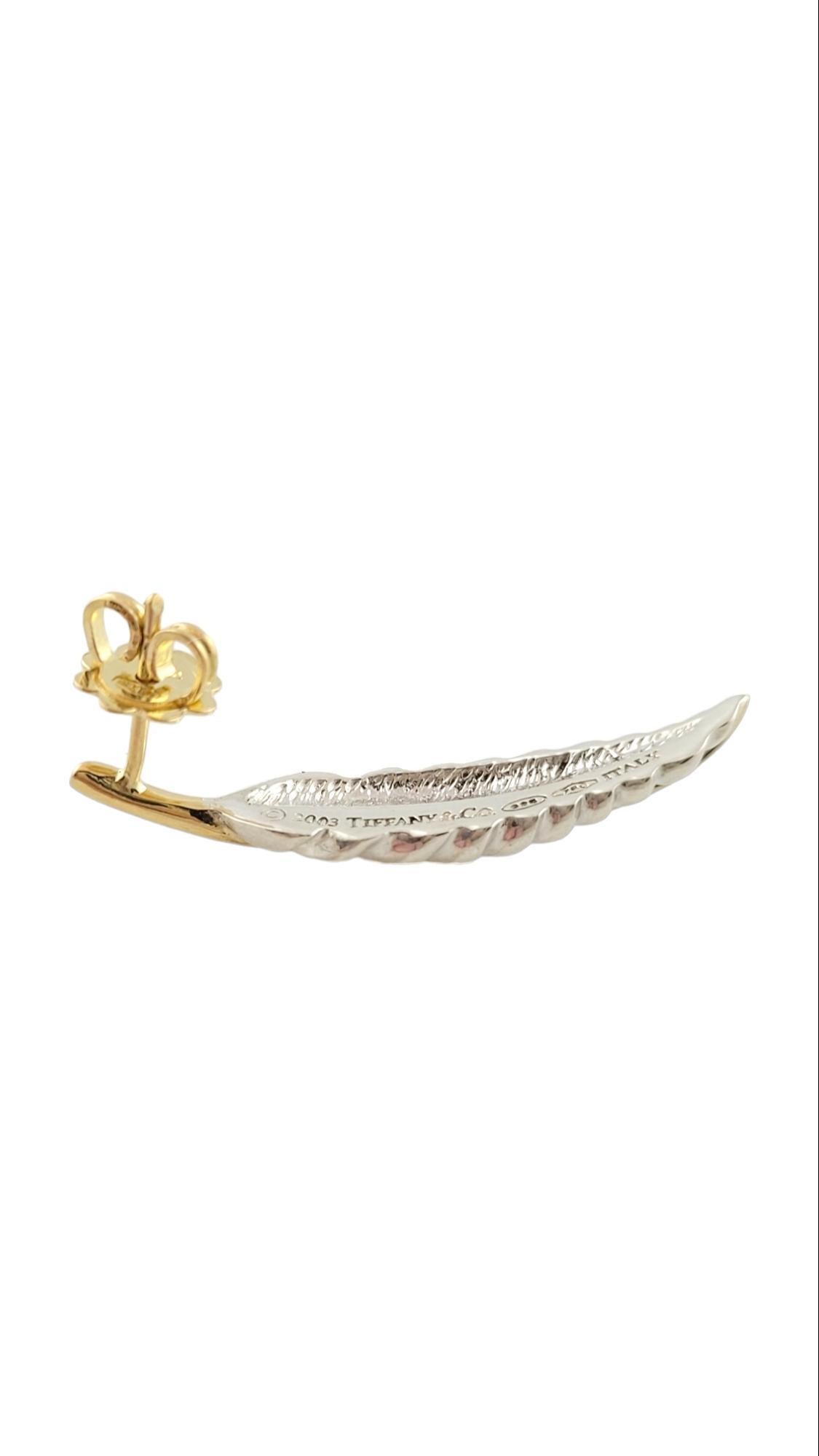 Women's Tiffany & Co. Sterling Silver 18K Yellow Gold Feather Earrings #15834