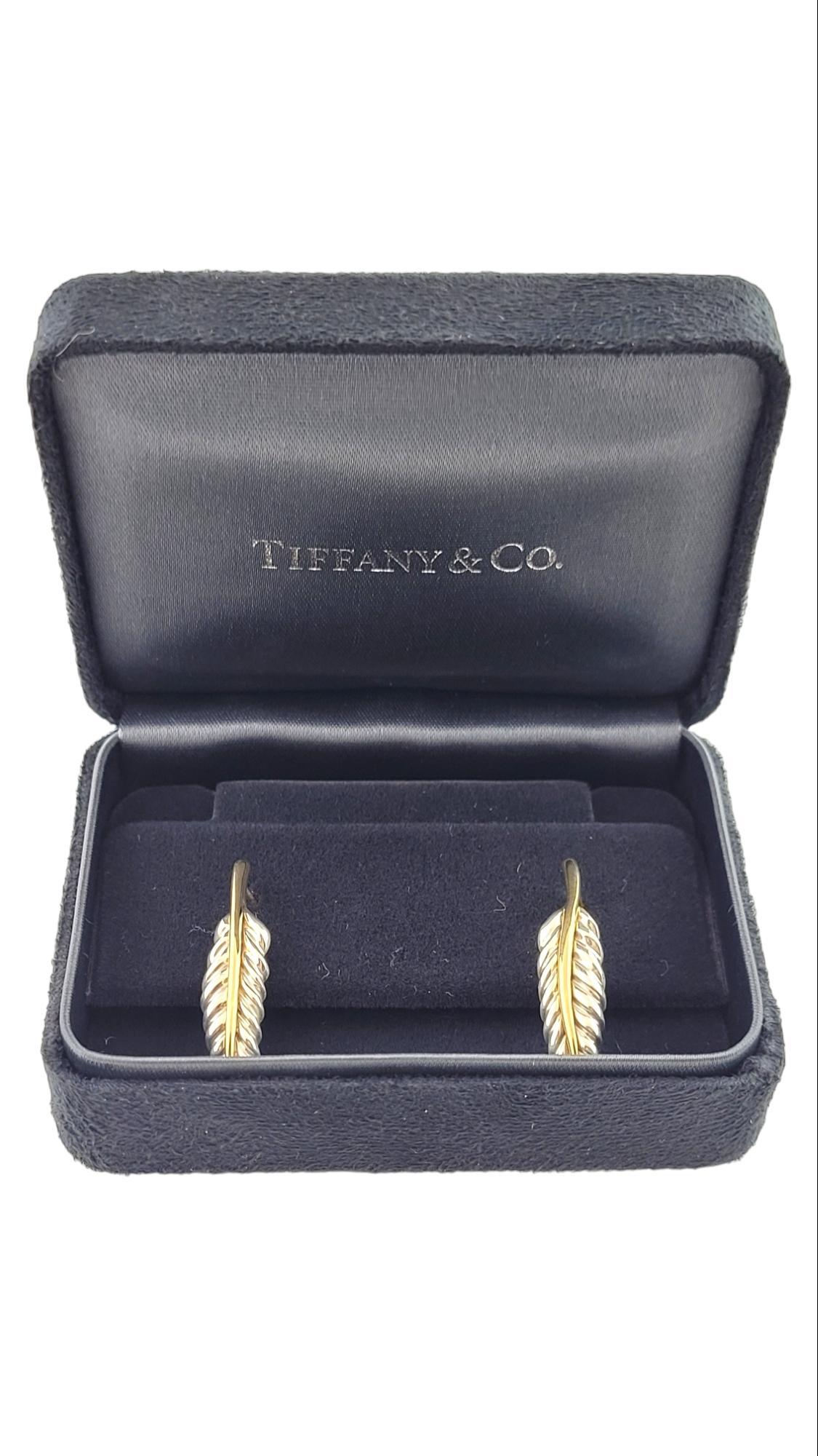 Tiffany & Co. Sterling Silver 18K Yellow Gold Feather Earrings #15834 2