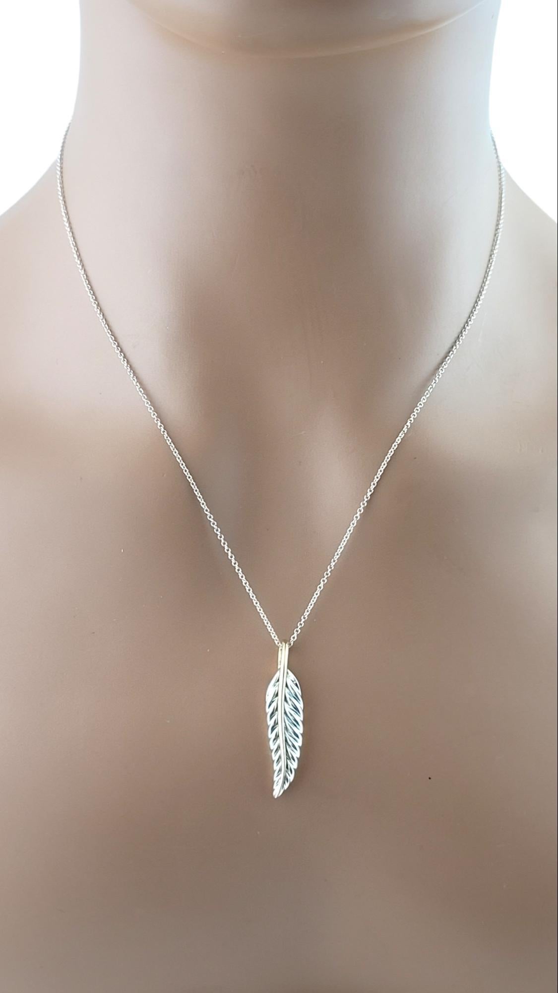 Tiffany & Co Sterling Silver 18K Yellow Gold Feather Necklace #15832 2