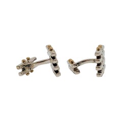 Tiffany & Co. Sterling Silver 18K Yellow Gold Gate Link Cufflinks 'B'