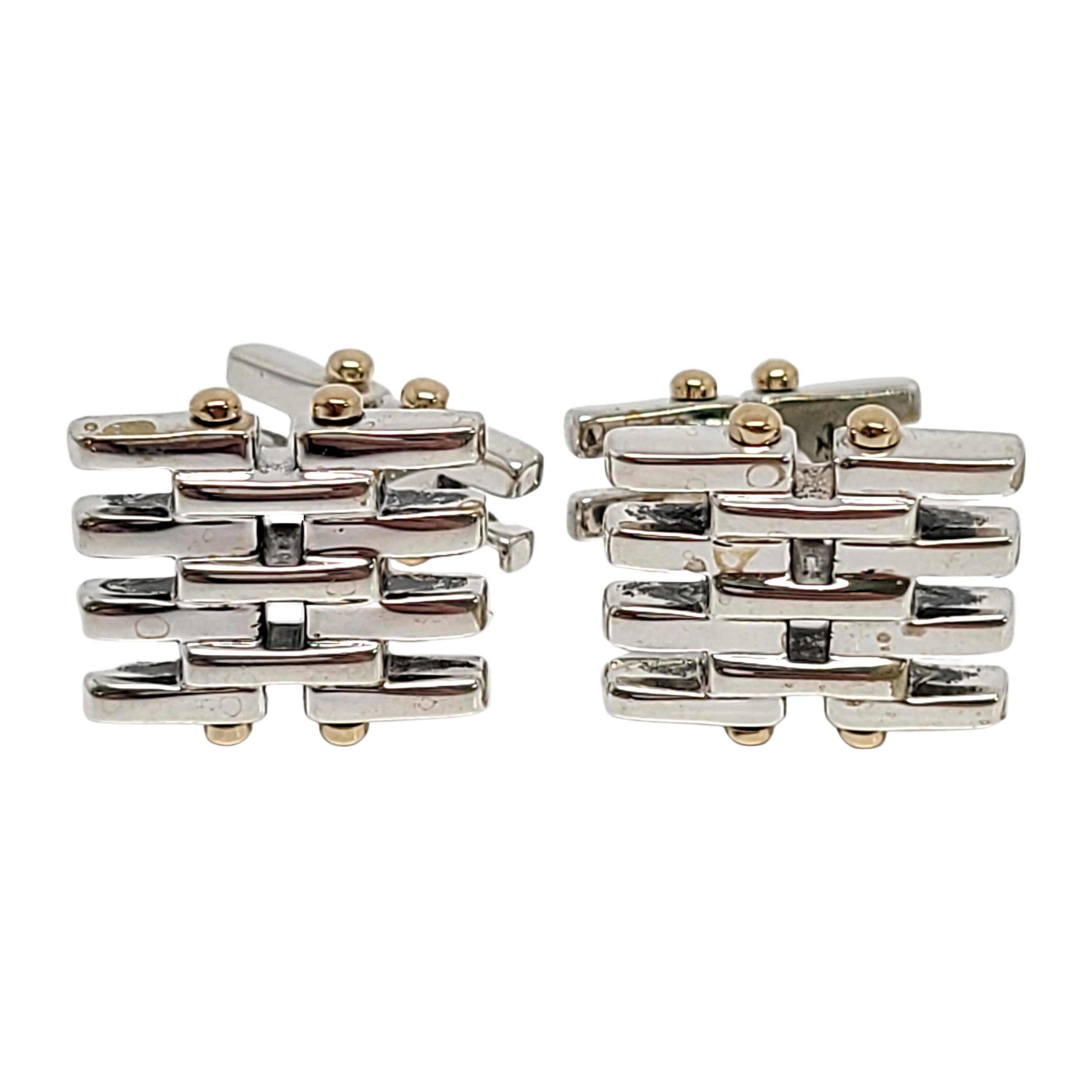 Tiffany & Co. Sterling Silver 18K Yellow Gold Gate Link Cufflinks 'B' 1