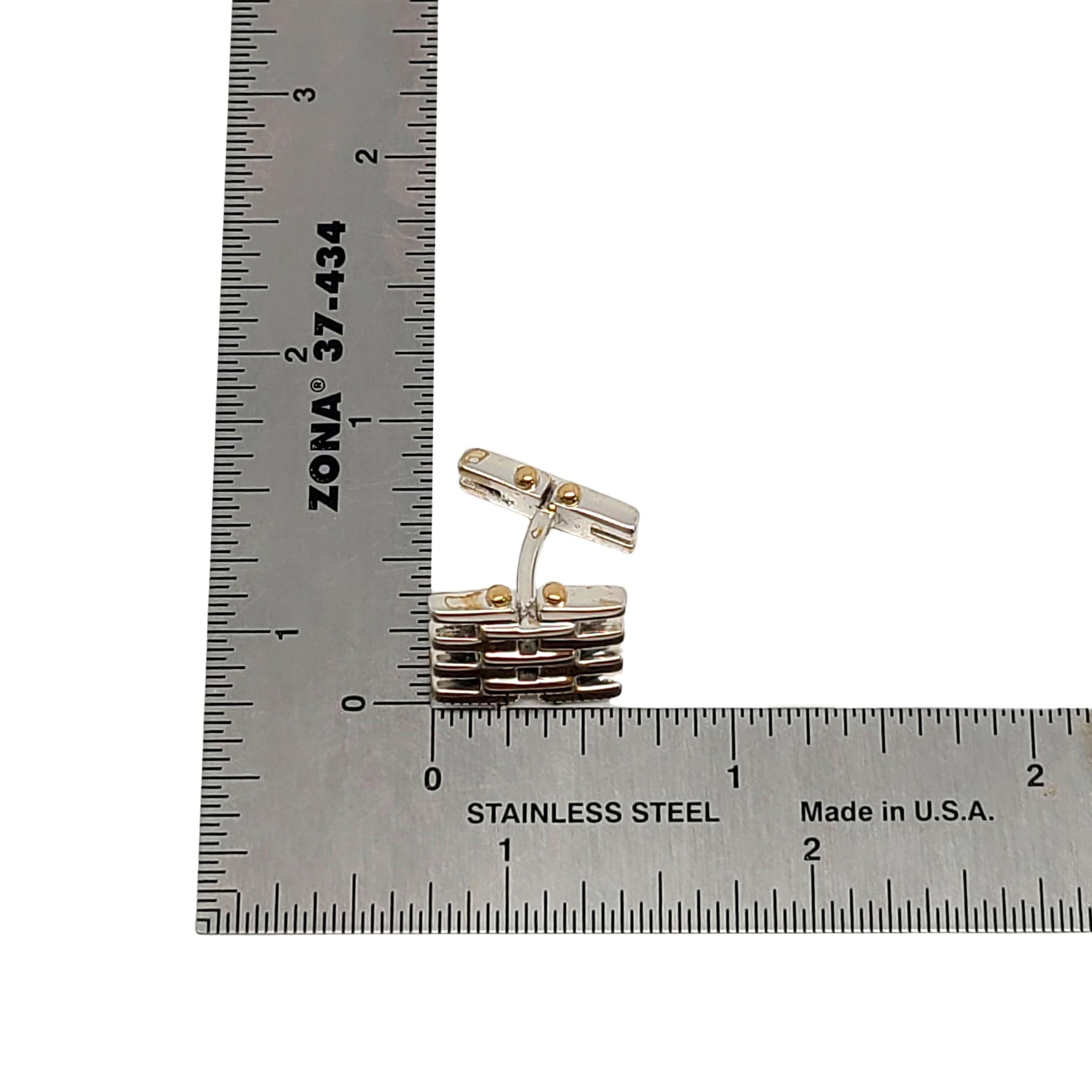 Tiffany & Co. Sterling Silver 18K Yellow Gold Gate Link Cufflinks 'B' 3