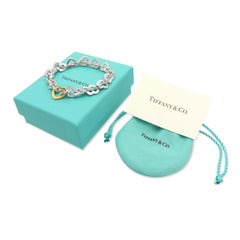 Tiffany & Co. Sterling Silver 18k Yellow Gold Heart Link Bracelet