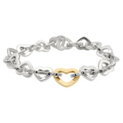 Tiffany & Co. Sterling Silver 18k Yellow Gold Heart Link Bracelet