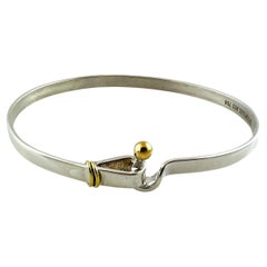 Tiffany & Co Sterling Silver 18K Yellow Gold Hook and Eye Bangle Bracelet #15462