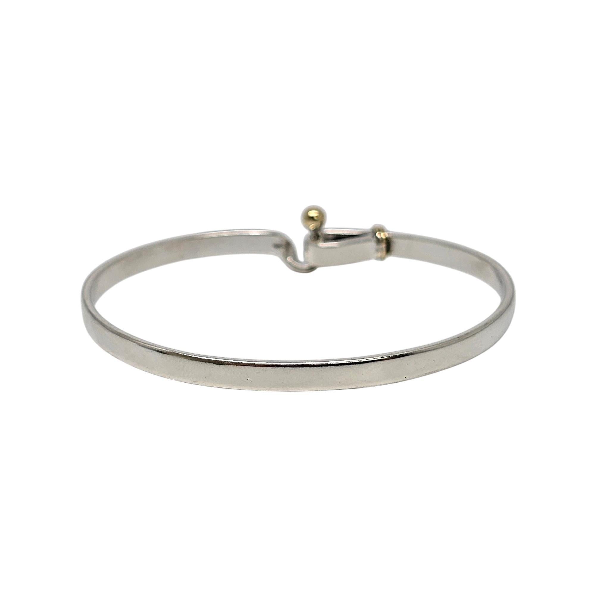 Tiffany & Co Sterling Silver 18K Yellow Gold Hook and Eye Bangle Bracelet #20139 In Good Condition In Washington Depot, CT