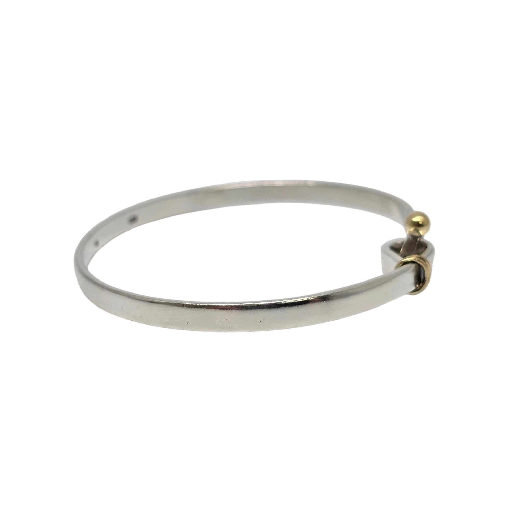 Women's Tiffany & Co Sterling Silver 18K Yellow Gold Hook and Eye Bangle Bracelet #20139