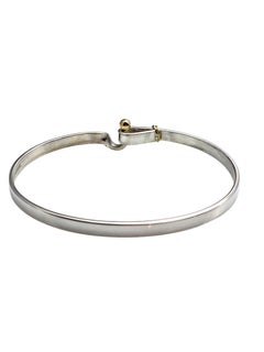 Tiffany & Co Sterling Silver 18K Yellow Gold Hook and Eye Bangle Bracelet #25373
