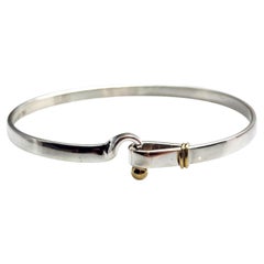 Tiffany & Co Sterling Silver 18K Yellow Gold Hook and Eye Bangle Bracelet #25373