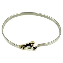 Tiffany & Co. Sterling Silver 18K Yellow Gold Hook and Eye Bangle Bracelet