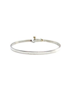 Tiffany & Co Sterling Silver 18K Yellow Gold Hook & Eye Bangle Bracelet #25388