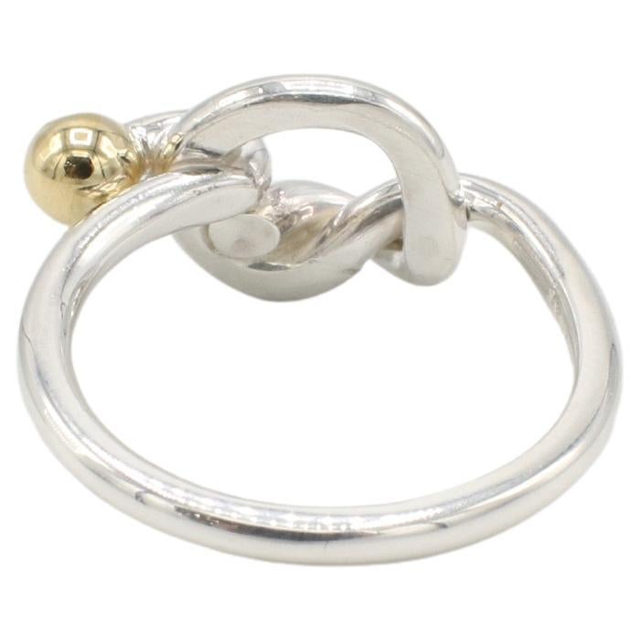Contemporary Tiffany & Co. Sterling Silver & 18K Yellow Gold Love Knot Ring For Sale