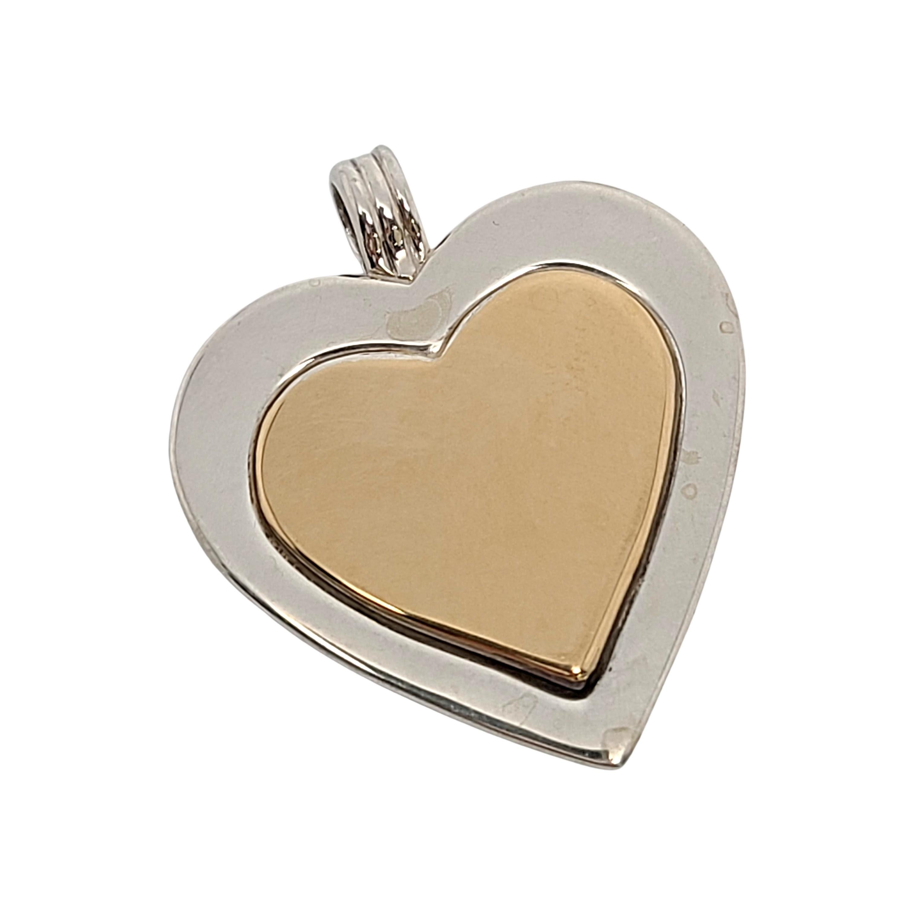 Women's or Men's  Tiffany & Co Sterling Silver 18K Yellow Gold Plated Heart Pendant with Pouch