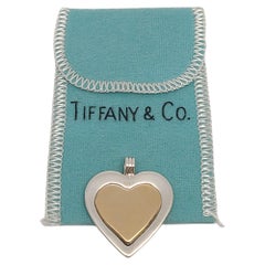  Tiffany & Co Sterling Silver 18K Yellow Gold Plated Heart Pendant with Pouch