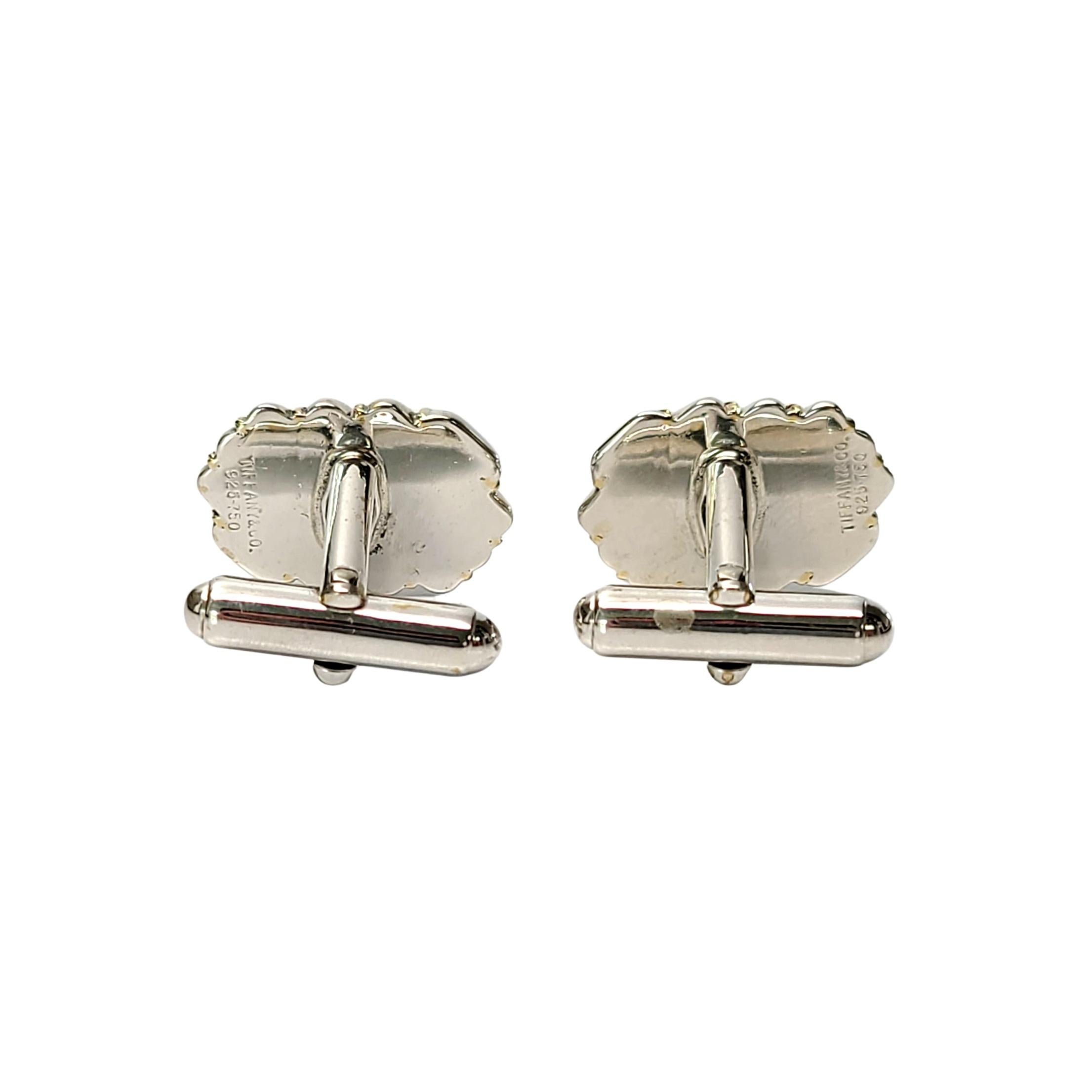 Tiffany & Co Sterling Silver 18K Yellow Gold Rope Accent Cufflinks In Good Condition In Washington Depot, CT