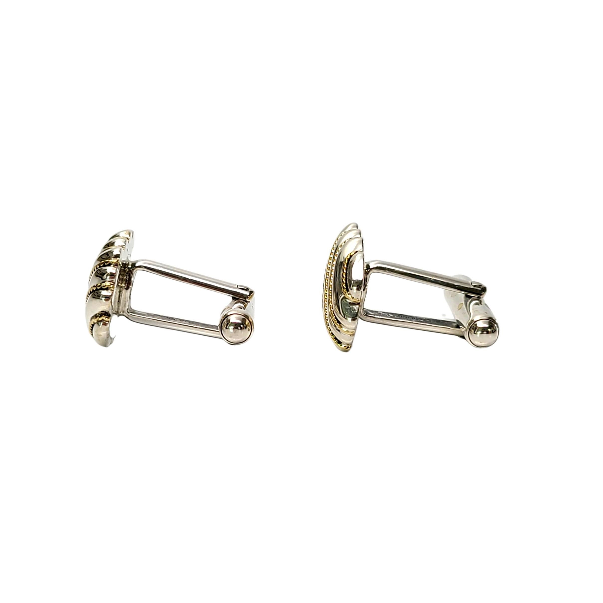 Men's Tiffany & Co Sterling Silver 18K Yellow Gold Rope Accent Cufflinks