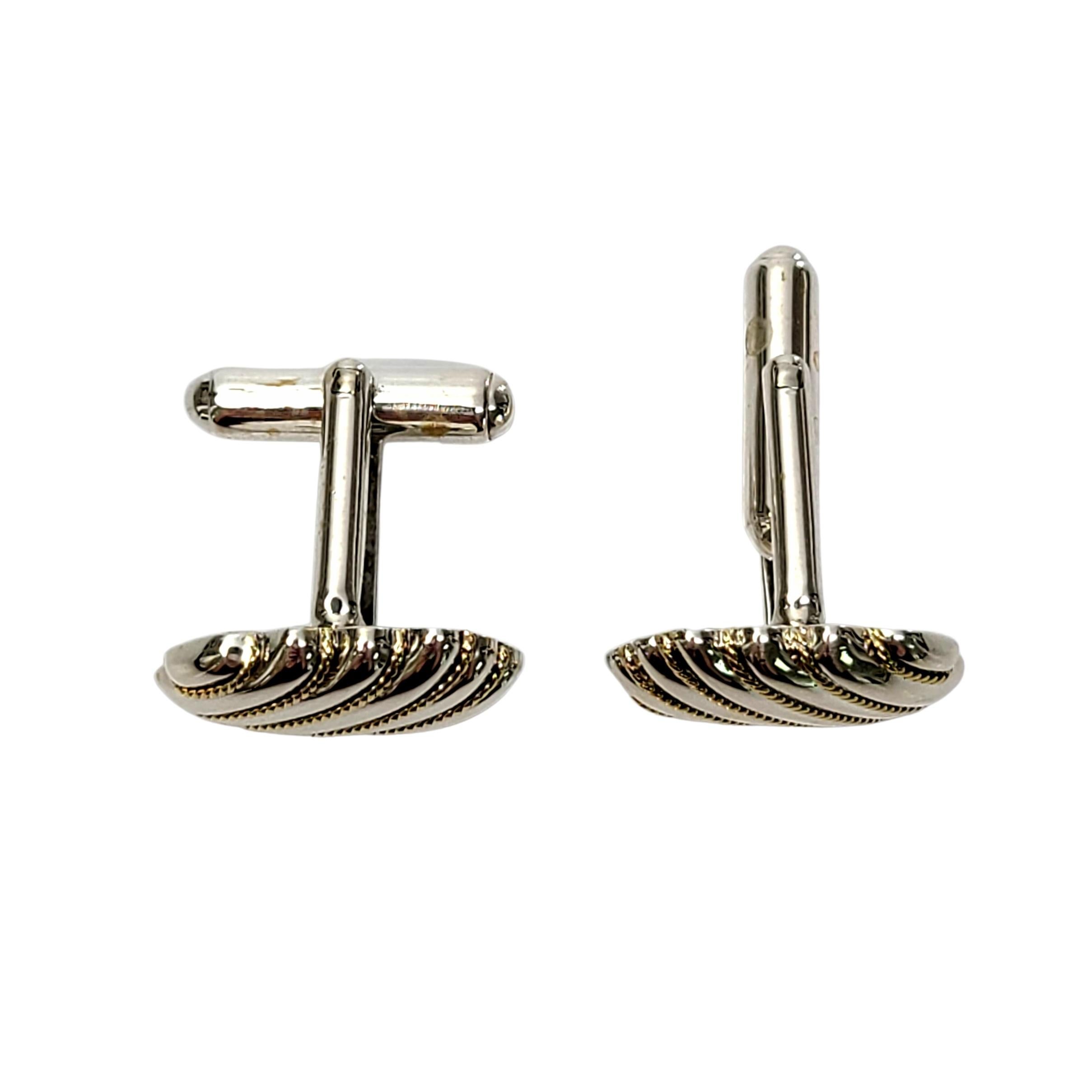 Tiffany & Co Sterling Silver 18K Yellow Gold Rope Accent Cufflinks 1
