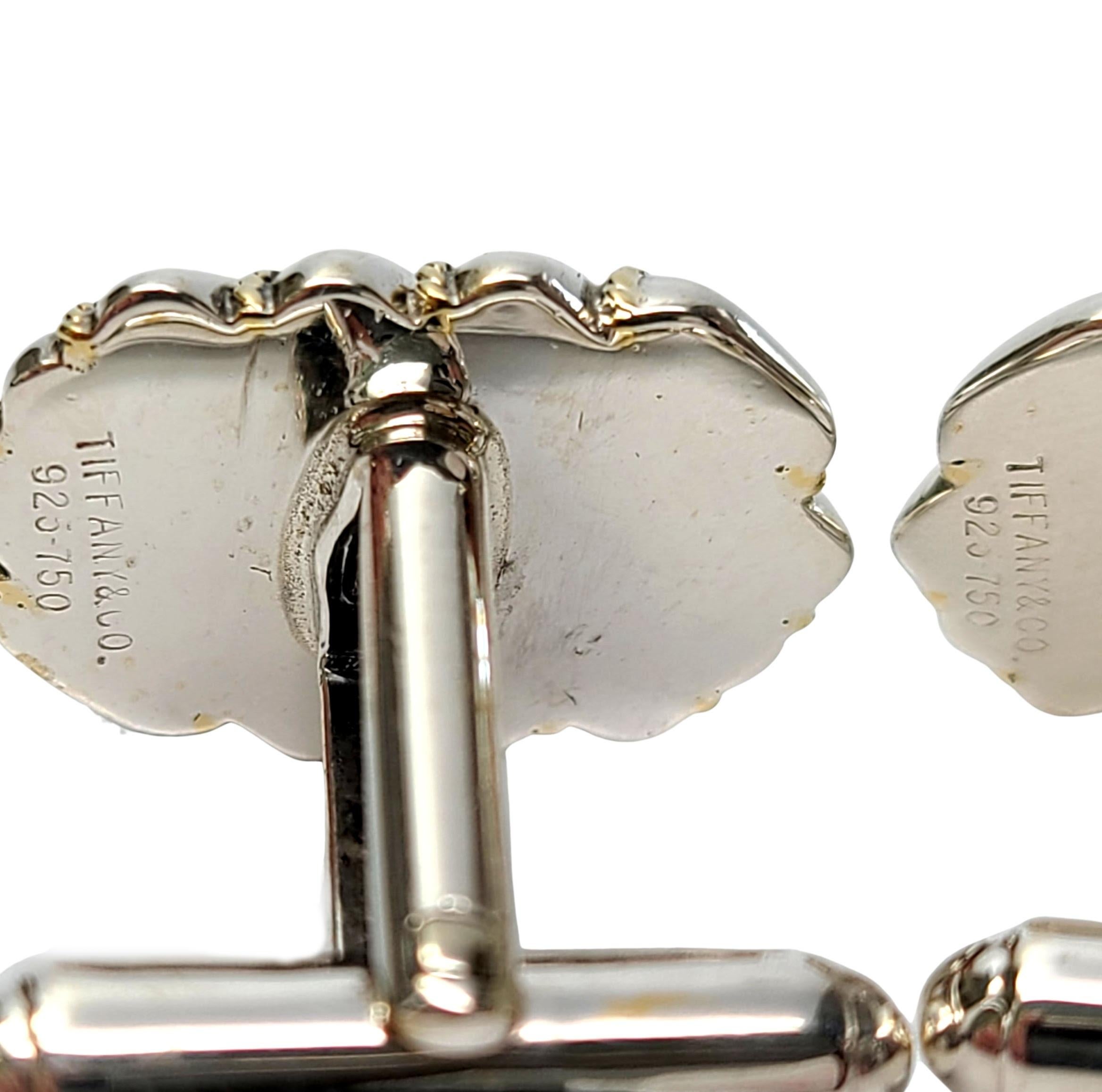 Tiffany & Co Sterling Silver 18K Yellow Gold Rope Accent Cufflinks 3