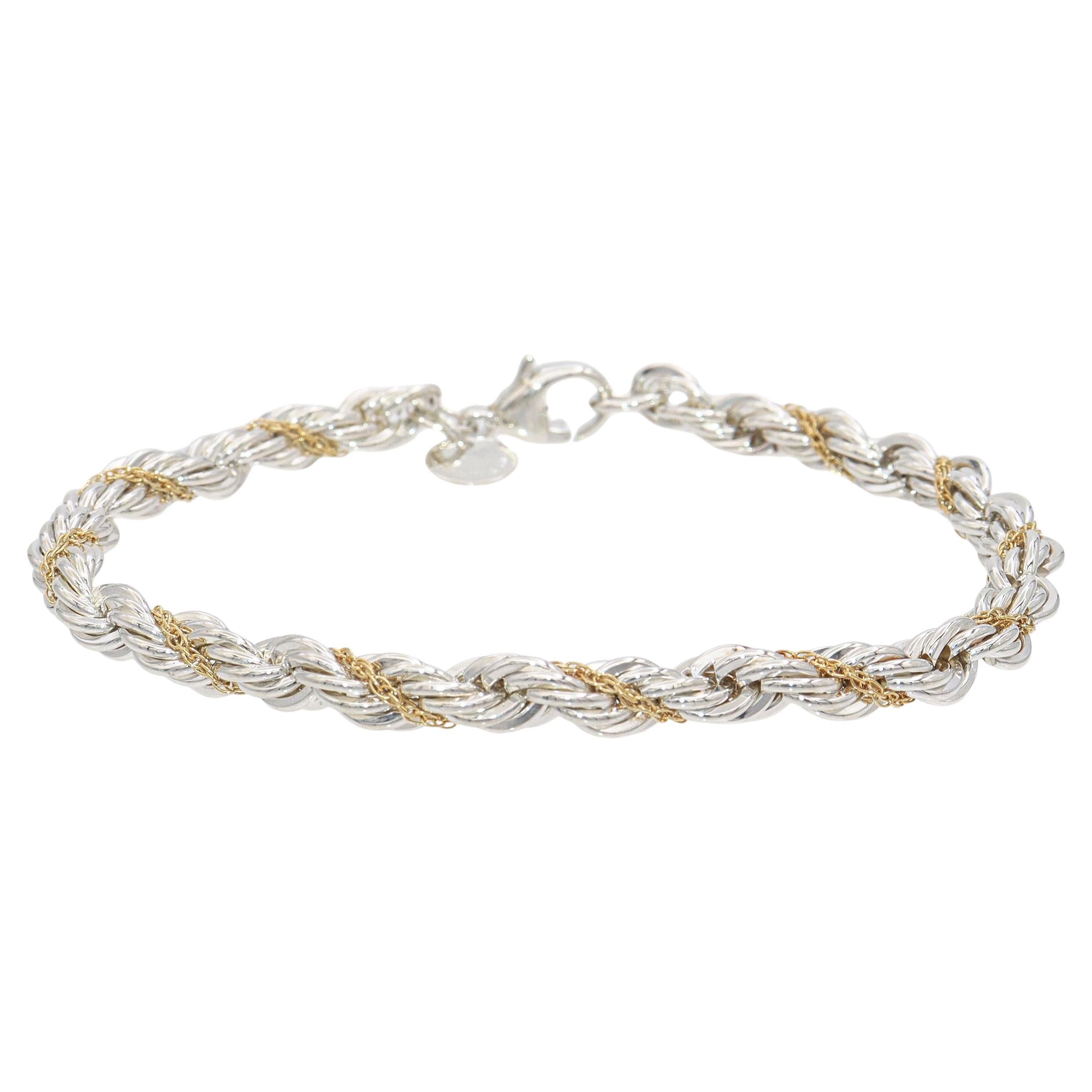 Tiffany 
Co. Sterling Silver 
18K Yellow Gold Twisted Rope Chain Bracelet im Angebot