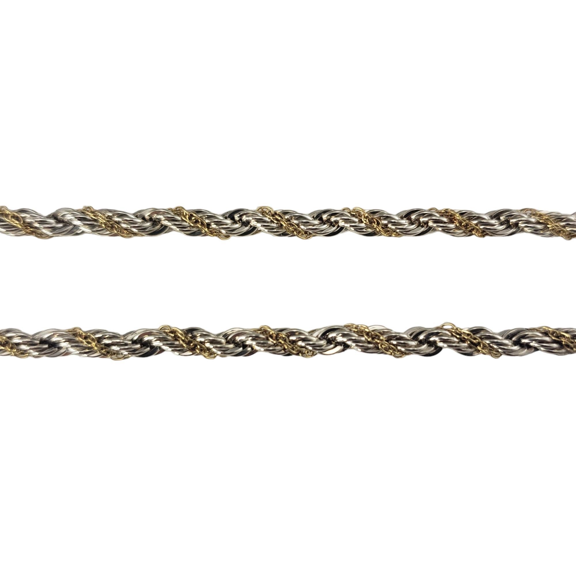 Tiffany & Co. Sterling Silver 18K Yellow Gold Twisted Rope Necklace #16849 In Good Condition In Washington Depot, CT