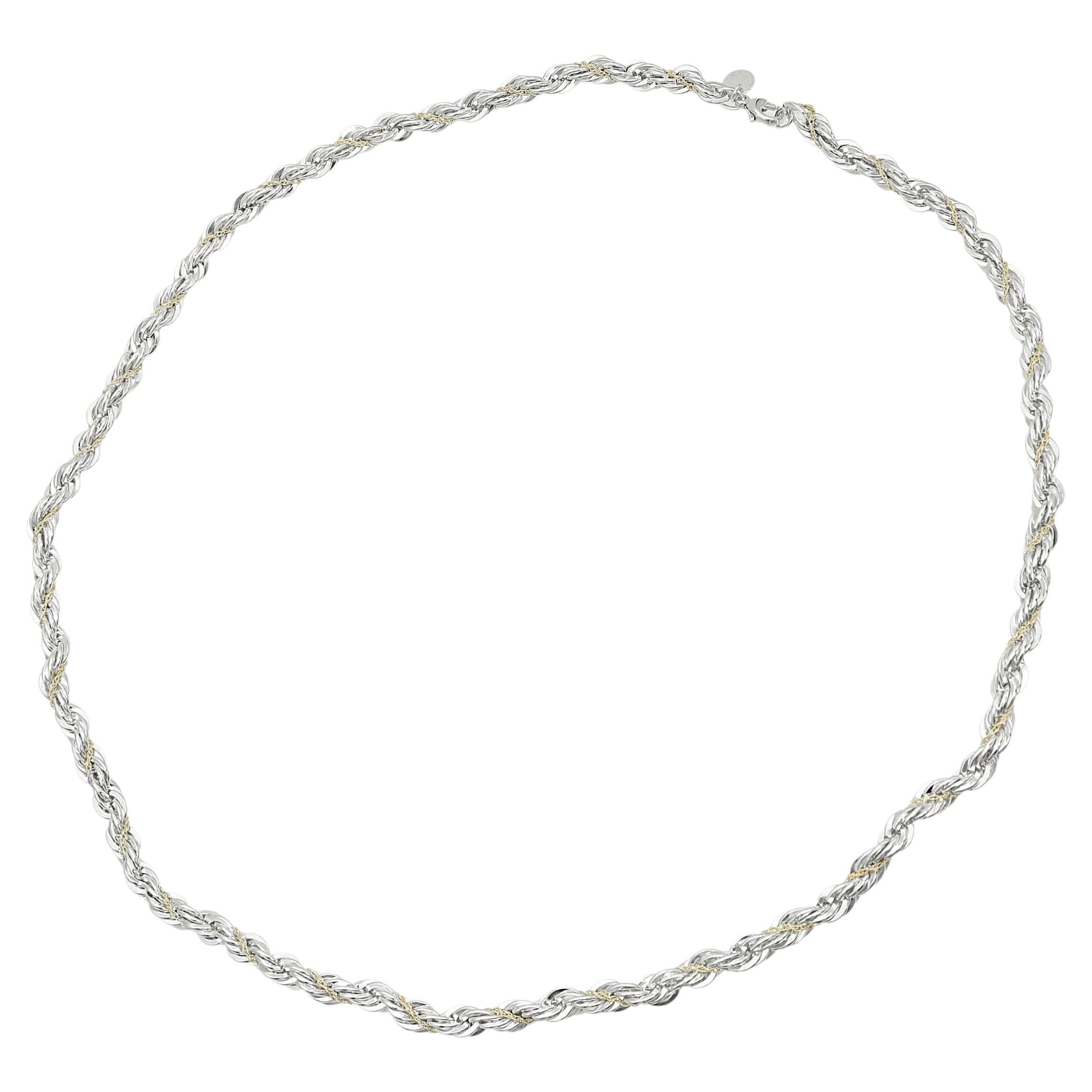 Tiffany & Co. Collier « corde torsadée » en argent sterling et or jaune 18 carats en vente
