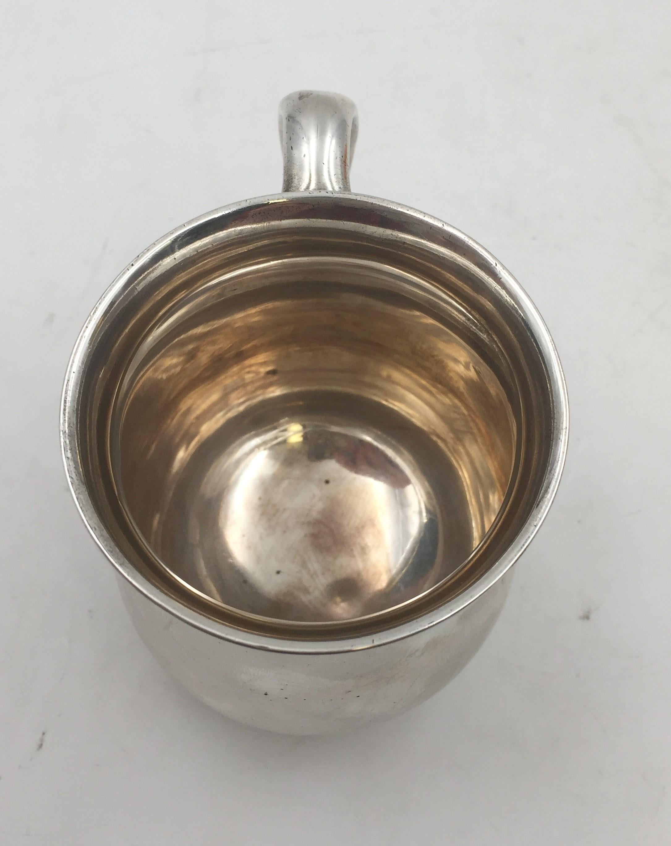American Tiffany & Co. Sterling Silver 1904 Christening Cup Child Mug