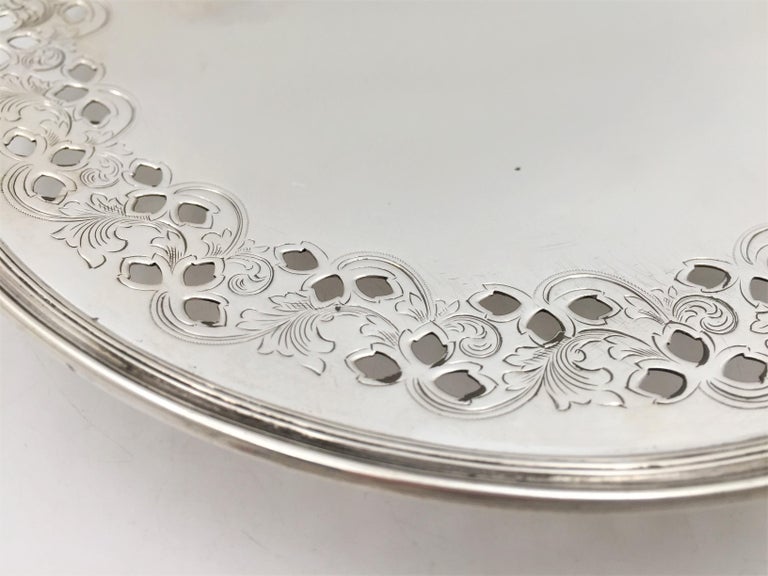 American Tiffany & Co. Sterling Silver 1907 Compote/ Serving Platter in Art Nouveau Style For Sale