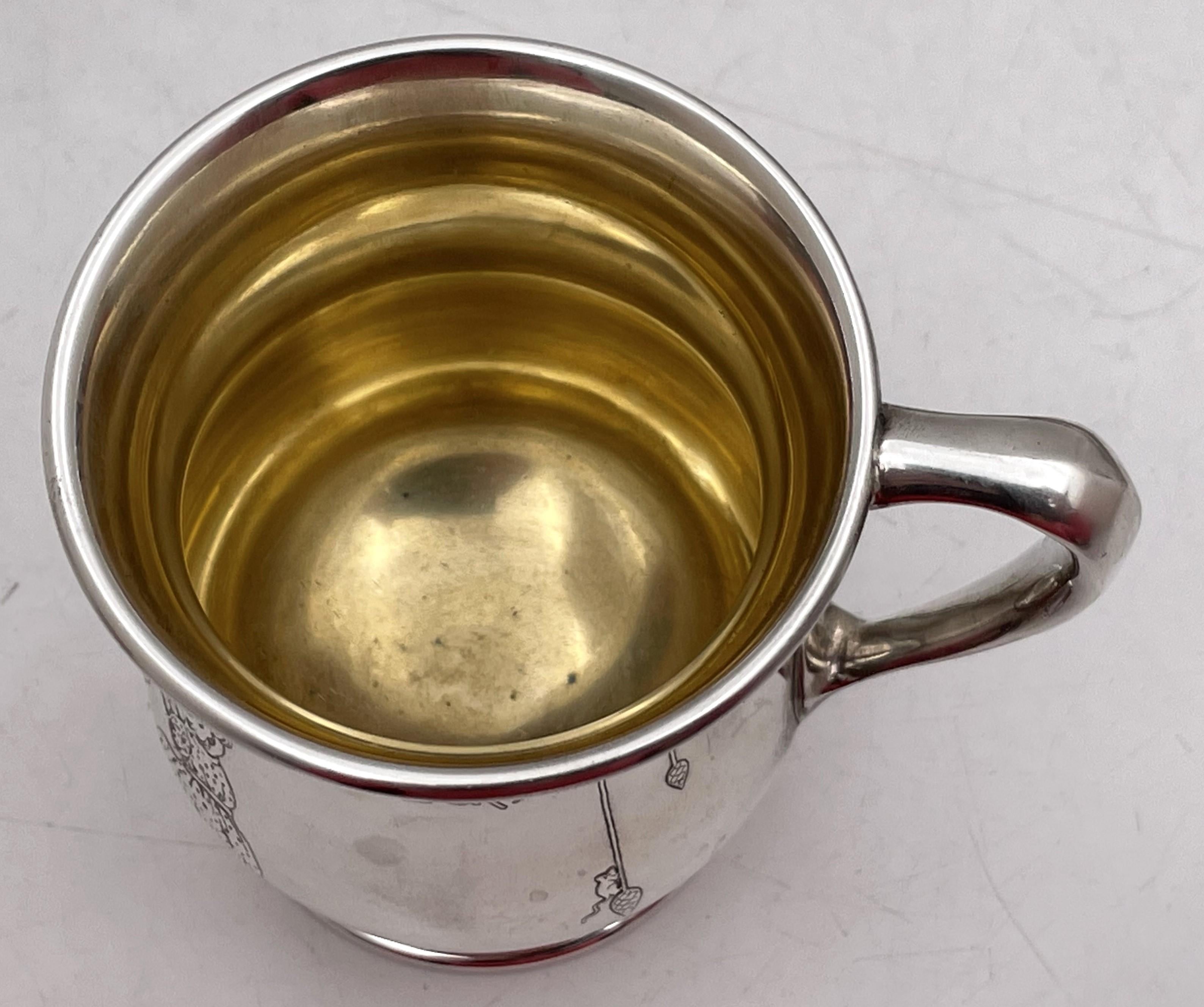 Tiffany & Co. Sterling Silver 1908 Child Mug the Mouse Ran Up the Clock For Sale 2