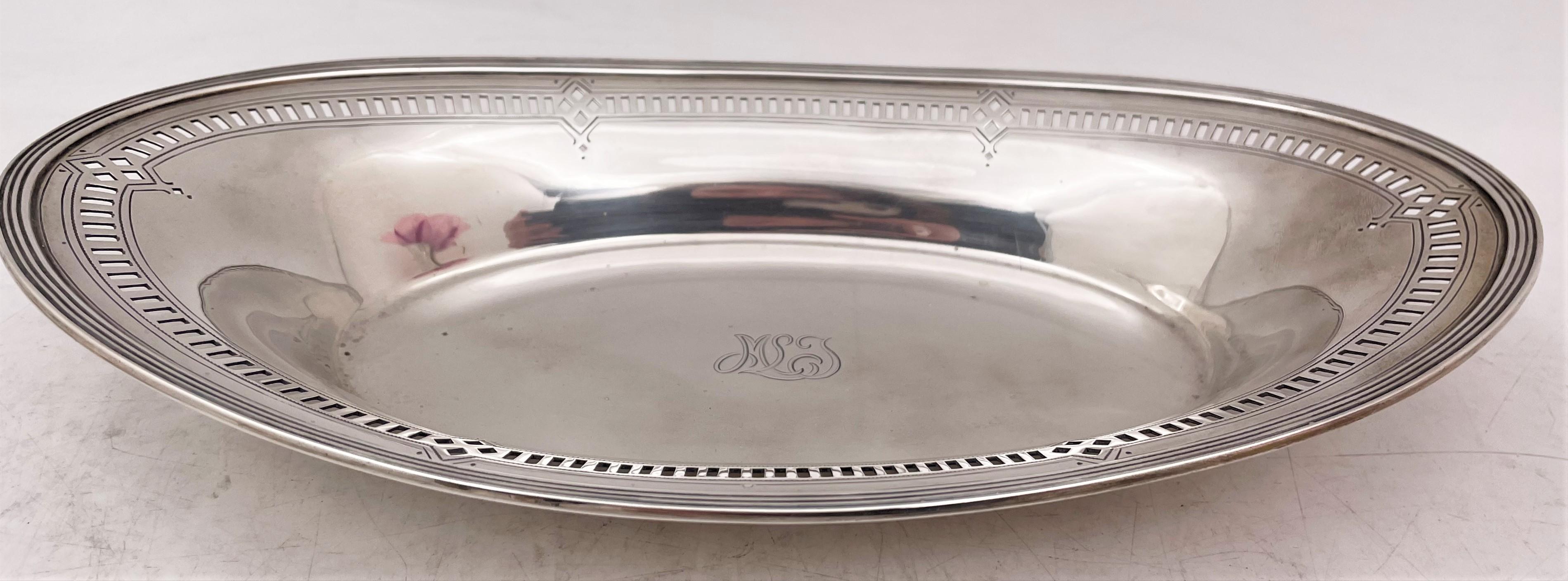 American Tiffany & Co. Sterling Silver 1910 Pierced Bread Dish in Art Deco Style For Sale