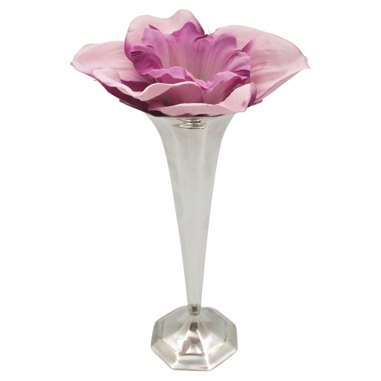 Tiffany and Co Sterling Silver 1912 Trumpet Vase in Art Deco Style at