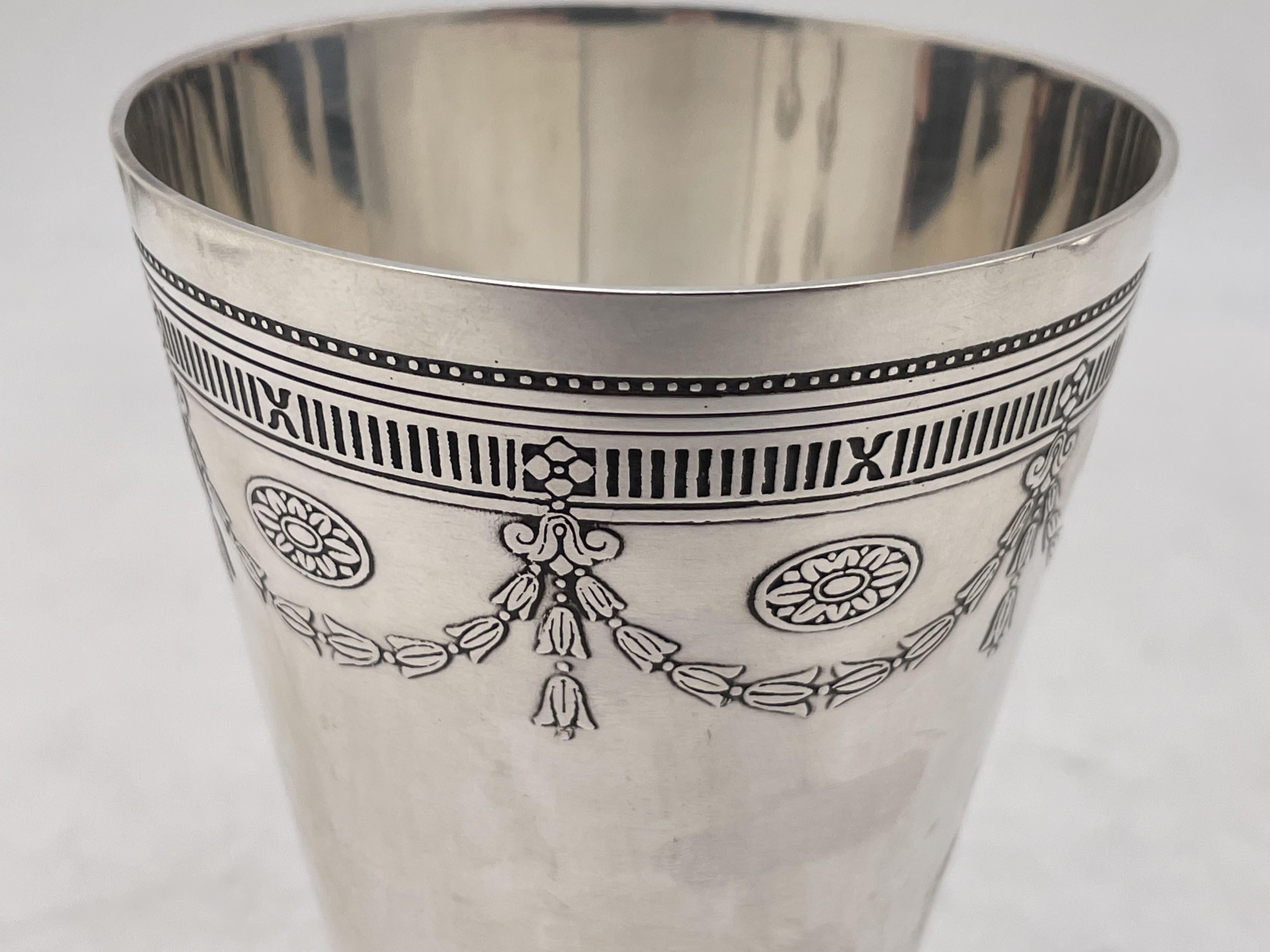 American Tiffany & Co. Sterling Silver 1923 Kiddush Cup/ Goblet in Art Deco Style For Sale