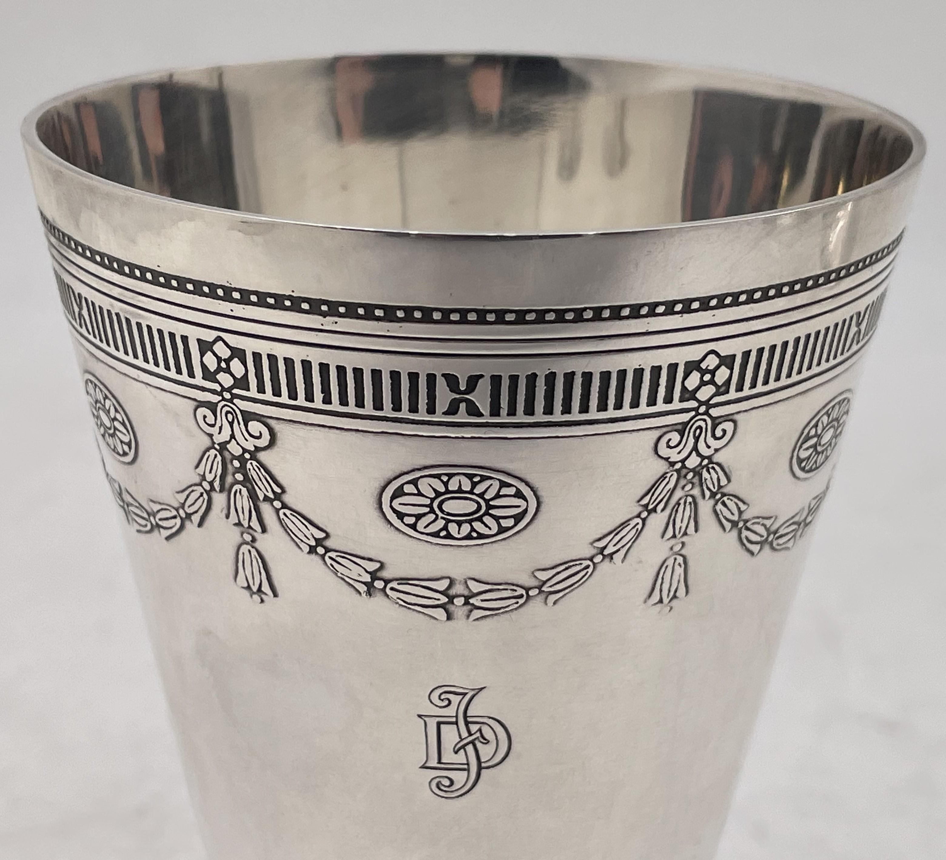 Américain Tiffany & Co. Coupe/gobelet Kiddush 1923 en argent sterling de style Art Déco en vente