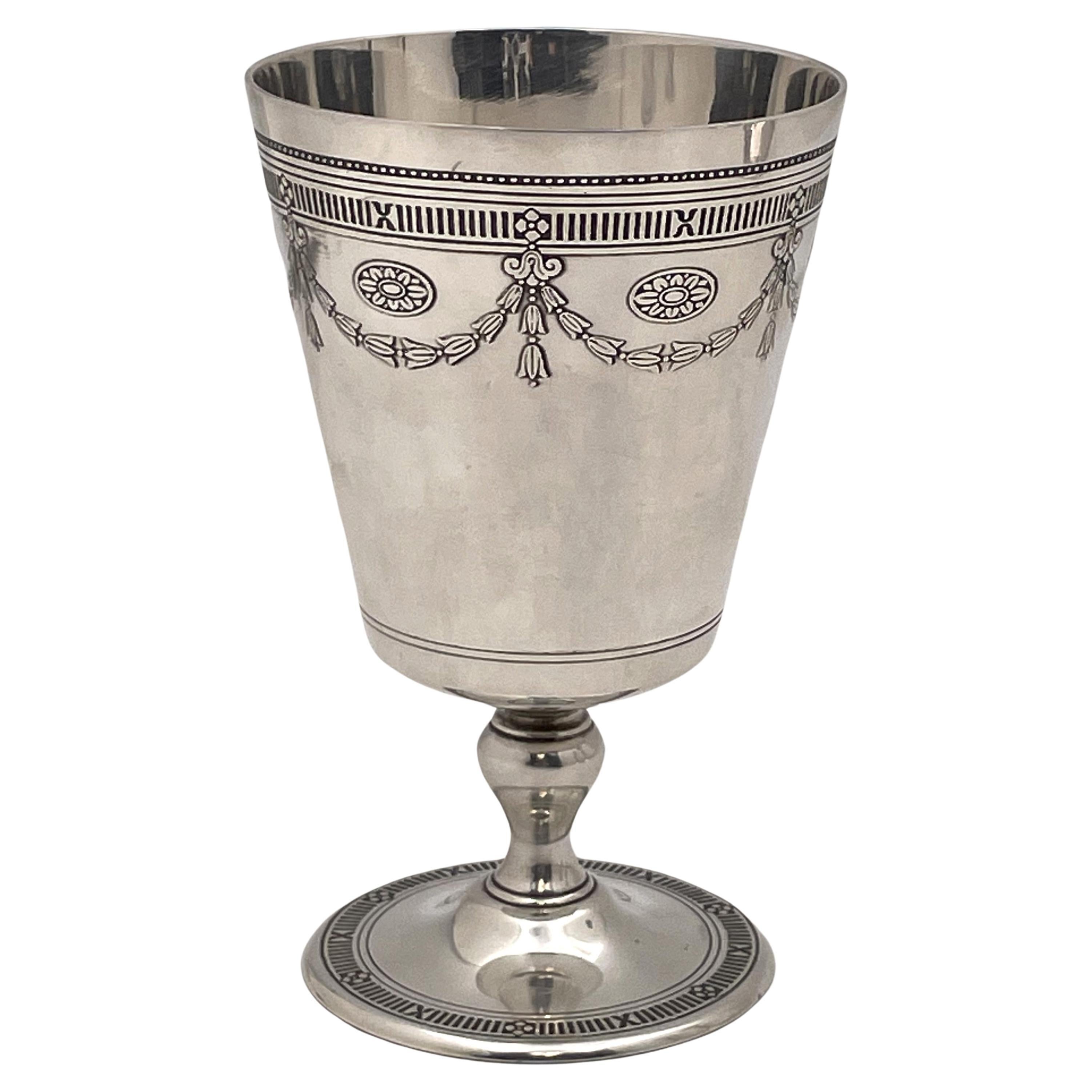 Tiffany & Co. Sterling Silver 1923 Kiddush Cup/ Goblet in Art Deco Style For Sale