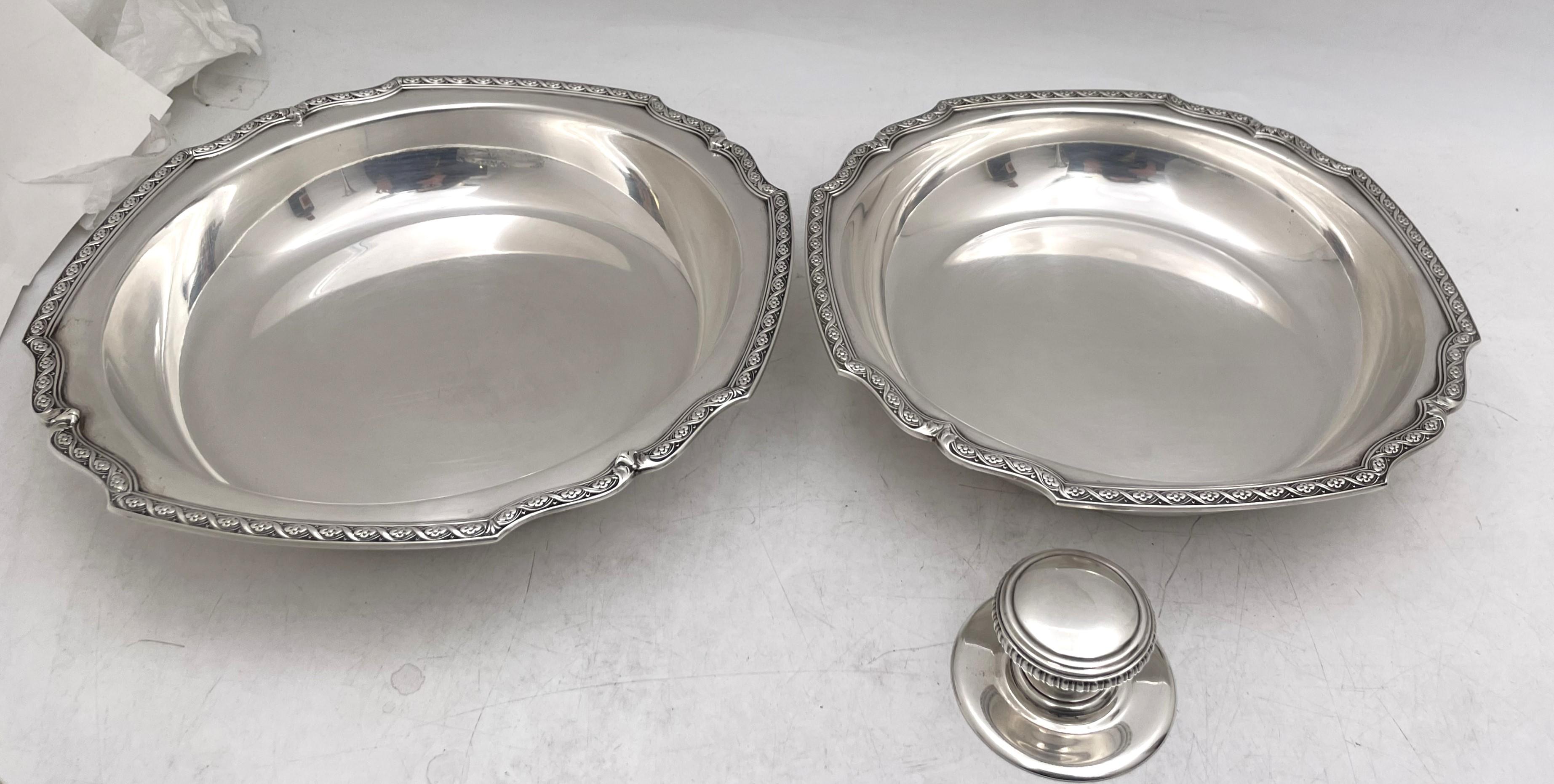 Tiffany & Co. Sterling Silver 1926 Covered Vegetable Dish Pair of Bowls Art Deco For Sale 2