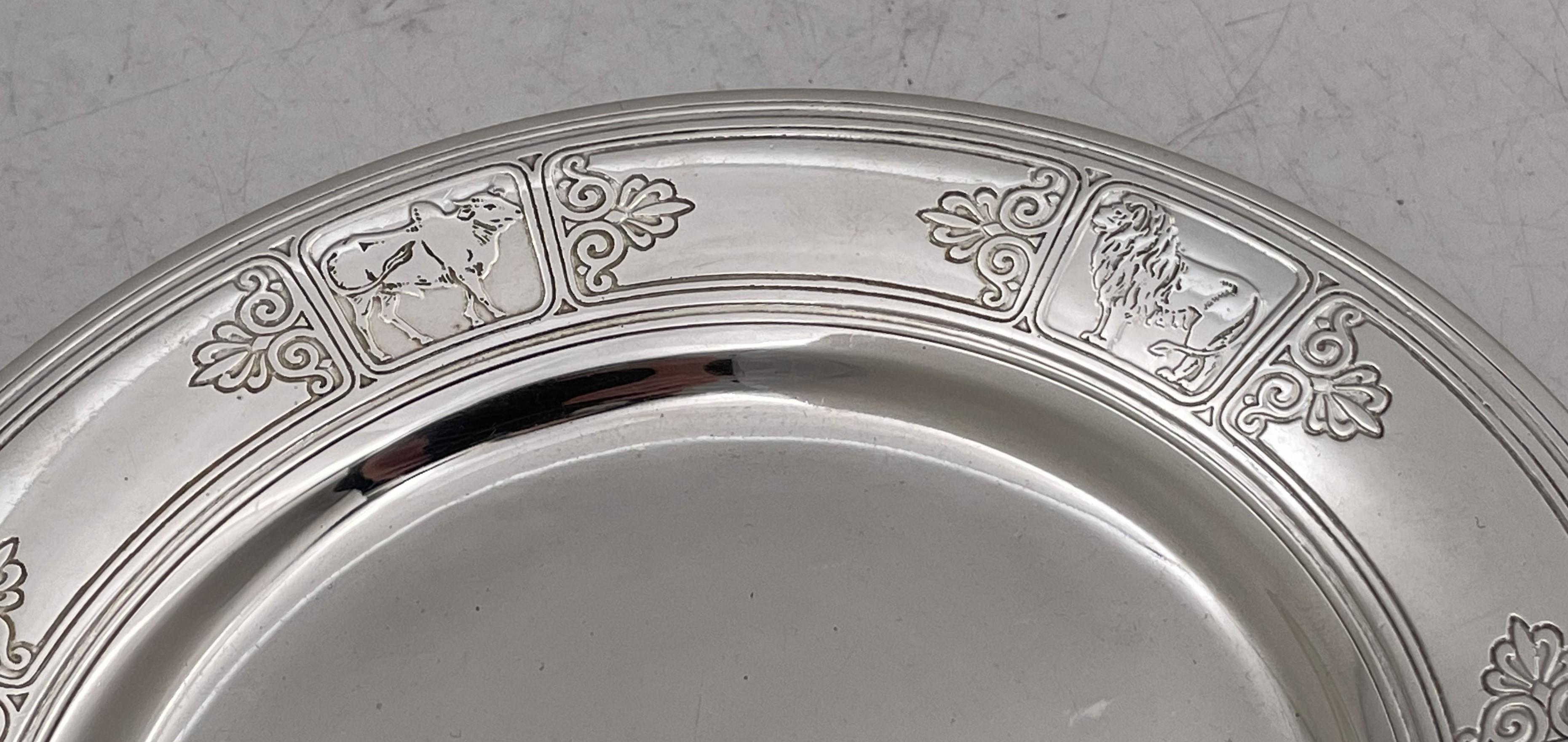Early 20th Century Tiffany & Co. Sterling Silver 1927 Child's Plate / Dish with Animal Motifs For Sale