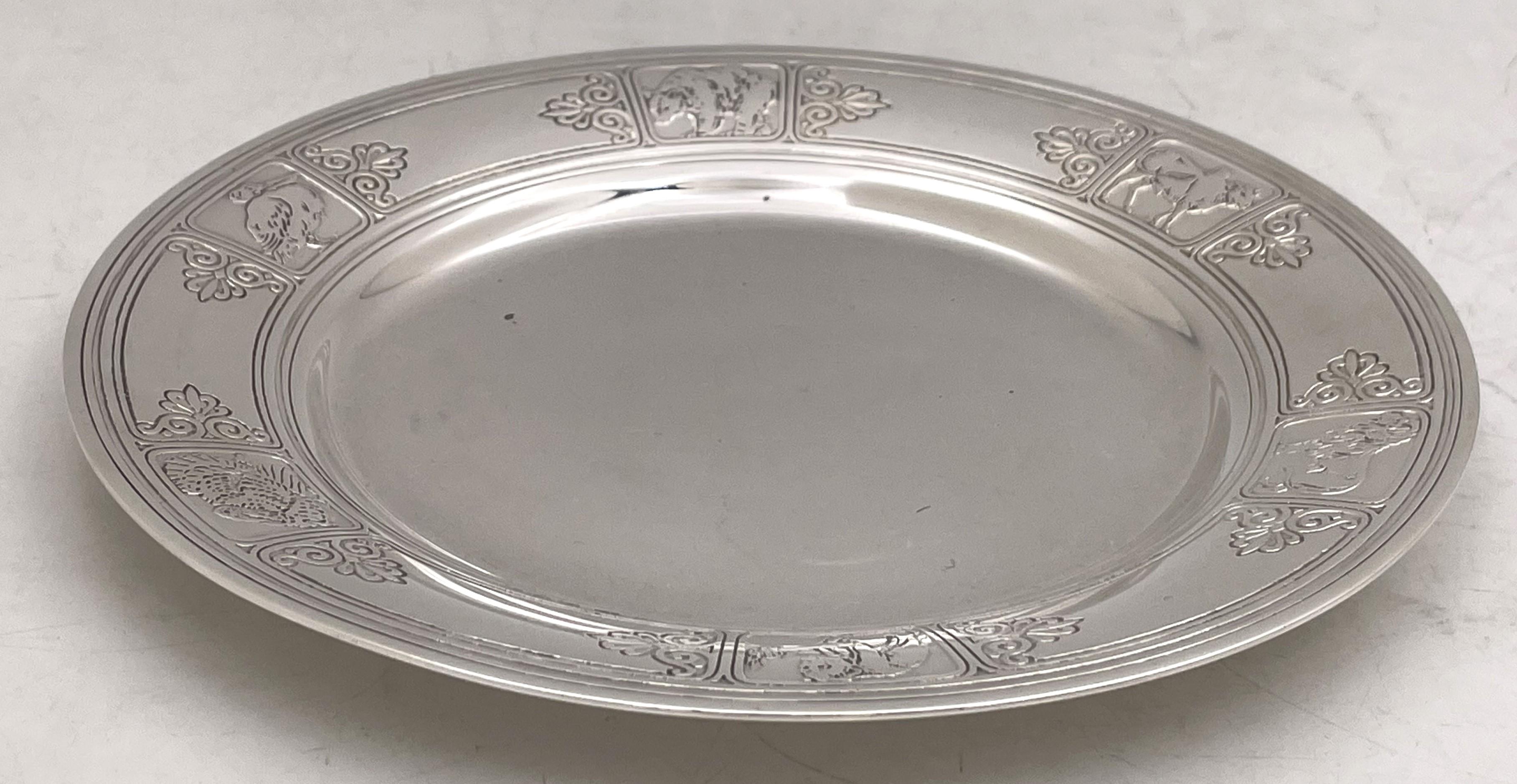 Tiffany & Co. Sterling Silver 1927 Child's Plate / Dish with Animal Motifs For Sale 1