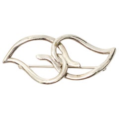 Tiffany & Co. Sterling Silver 1987 Double Leaf Pin/Brooch