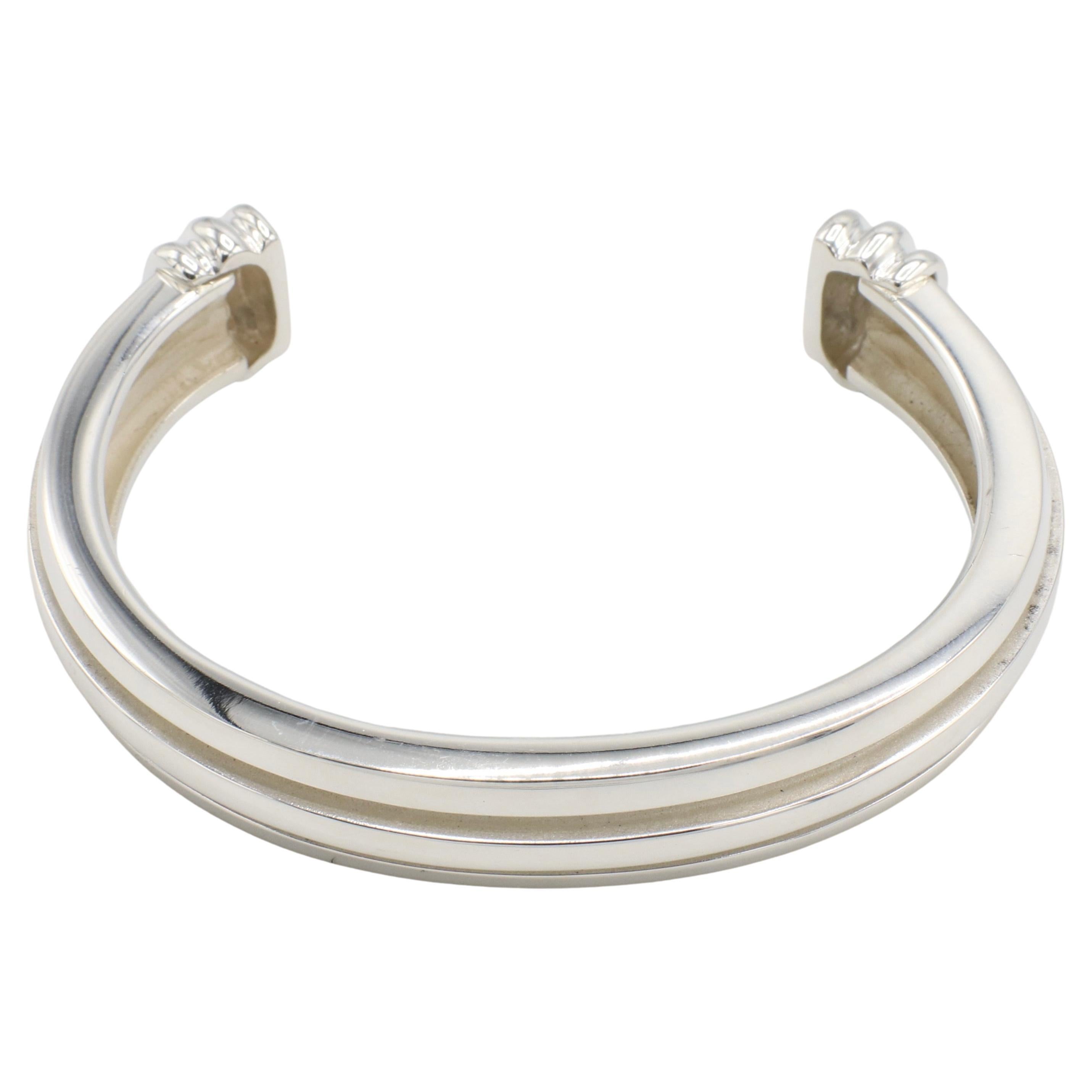 Modern Tiffany & Co. Sterling Silver 1995 Atlas Grooved Cuff Bracelet