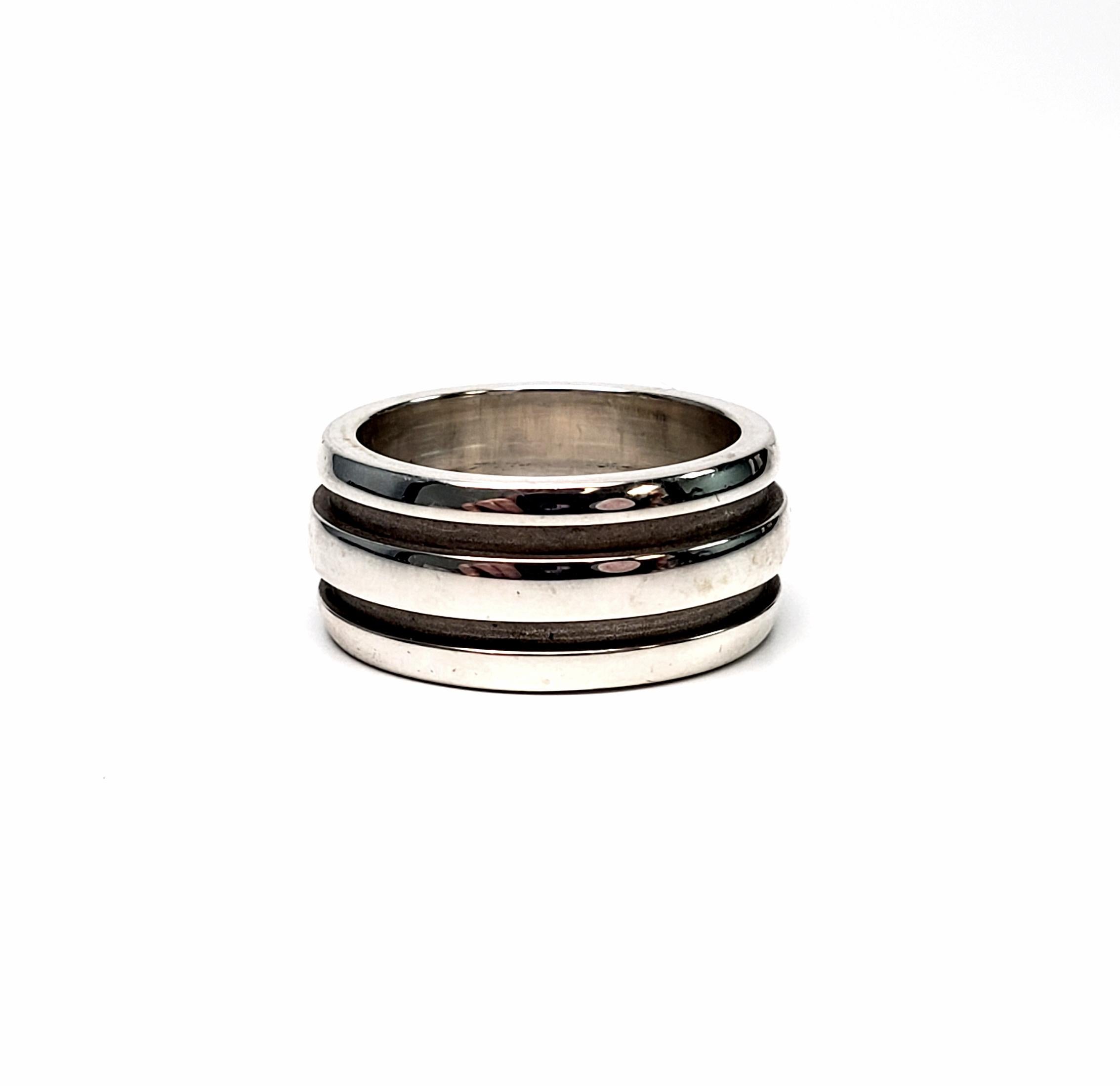 Tiffany & Co Sterling Silver 1995 Grooved Unisex Ring In Good Condition In Washington Depot, CT