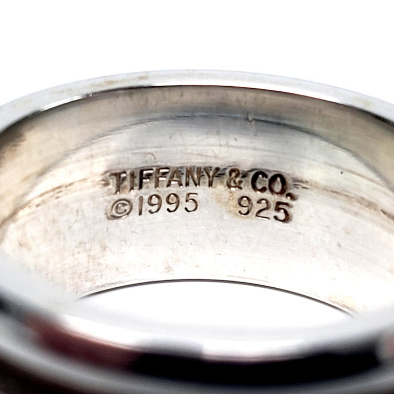 Tiffany and Co Sterling Silver 1995 Grooved Unisex Ring at 1stDibs
