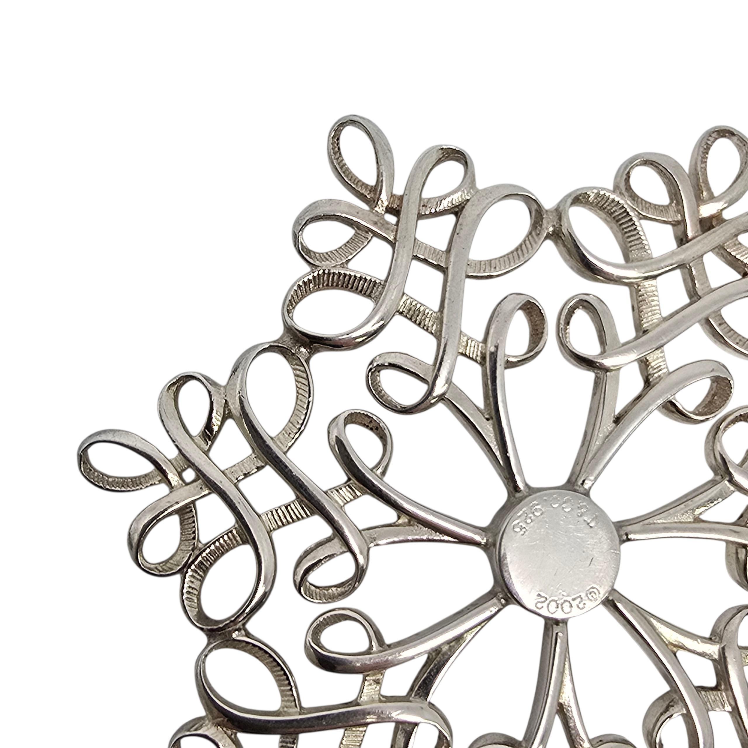 Women's or Men's Tiffany & Co Sterling Silver 2002 Snowflake Ornament #22270 For Sale