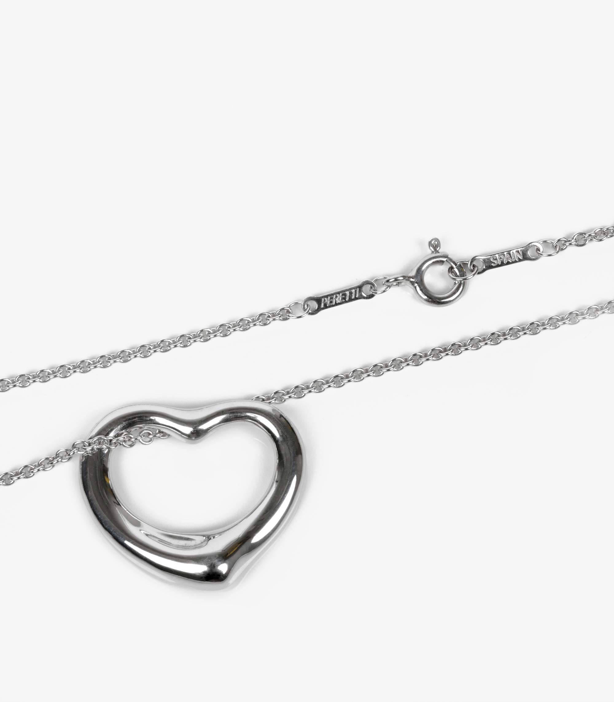 Tiffany & Co. Sterling Silver 22mm Elsa Peretti Open Heart Pendant In Excellent Condition In Bishop's Stortford, Hertfordshire