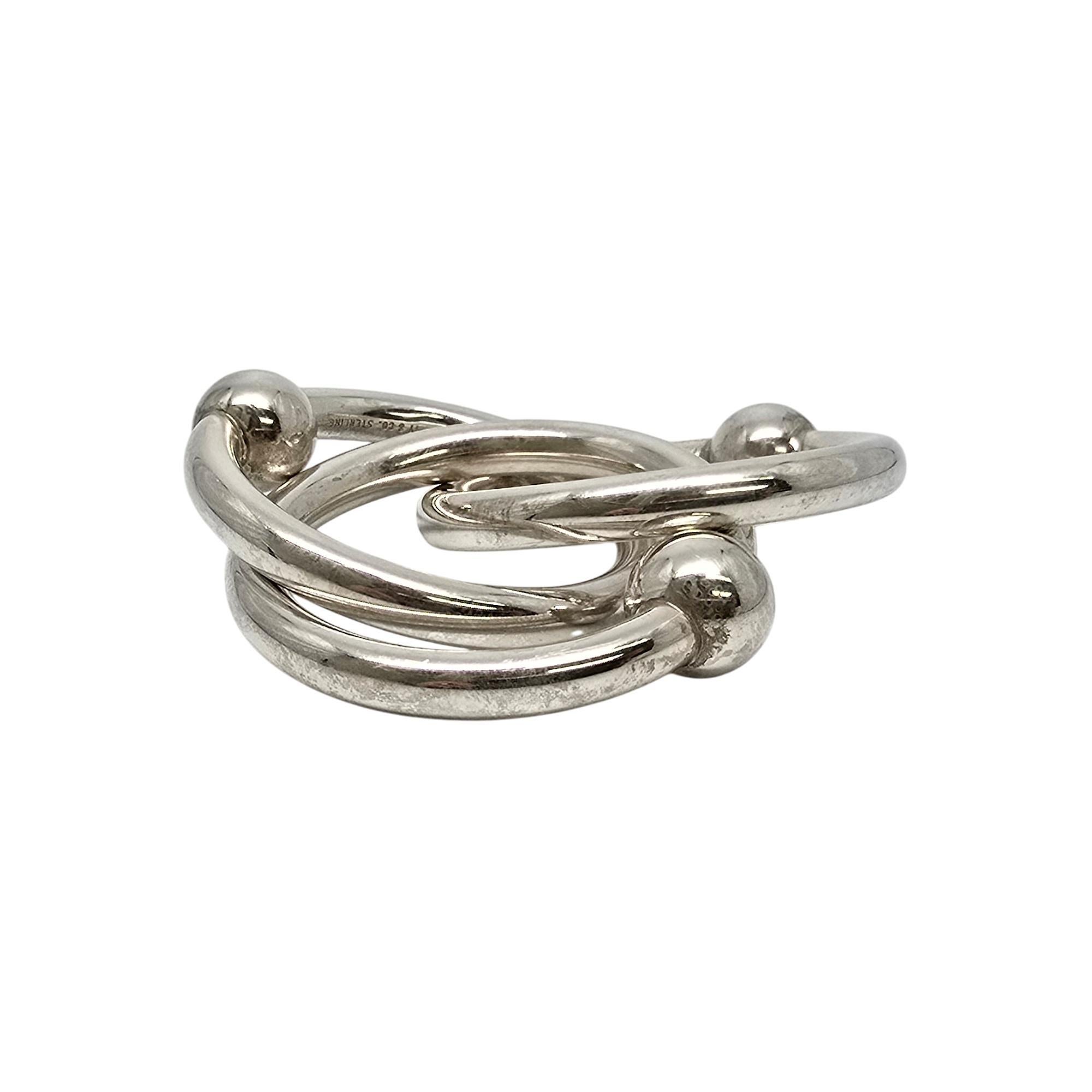 Tiffany & Co Sterling Silver 3 Ring Baby Rattle #19619 In Good Condition In Washington Depot, CT
