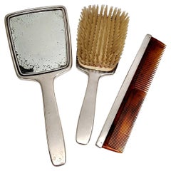 Tiffany & Co Sterling Silver 3pc Vanity Dresser Set Mirror, Brush, Comb