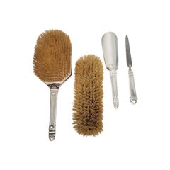 Tiffany & Co Sterling Silver 4pc Vanity Set Brushes Shoe Horn File w/Mono #16109